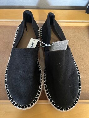 Black Canvas Espadrille Slip-On Shoes 8
